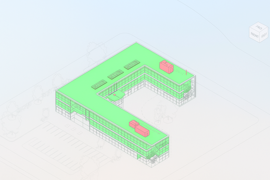 Isométrico de estructura prefabricada